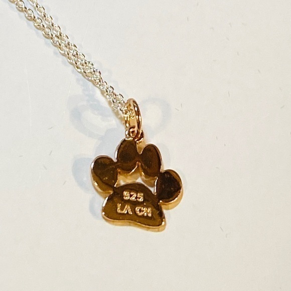 Sterling Silver Paw Print Necklace Rose Gold - Picture 5 of 7